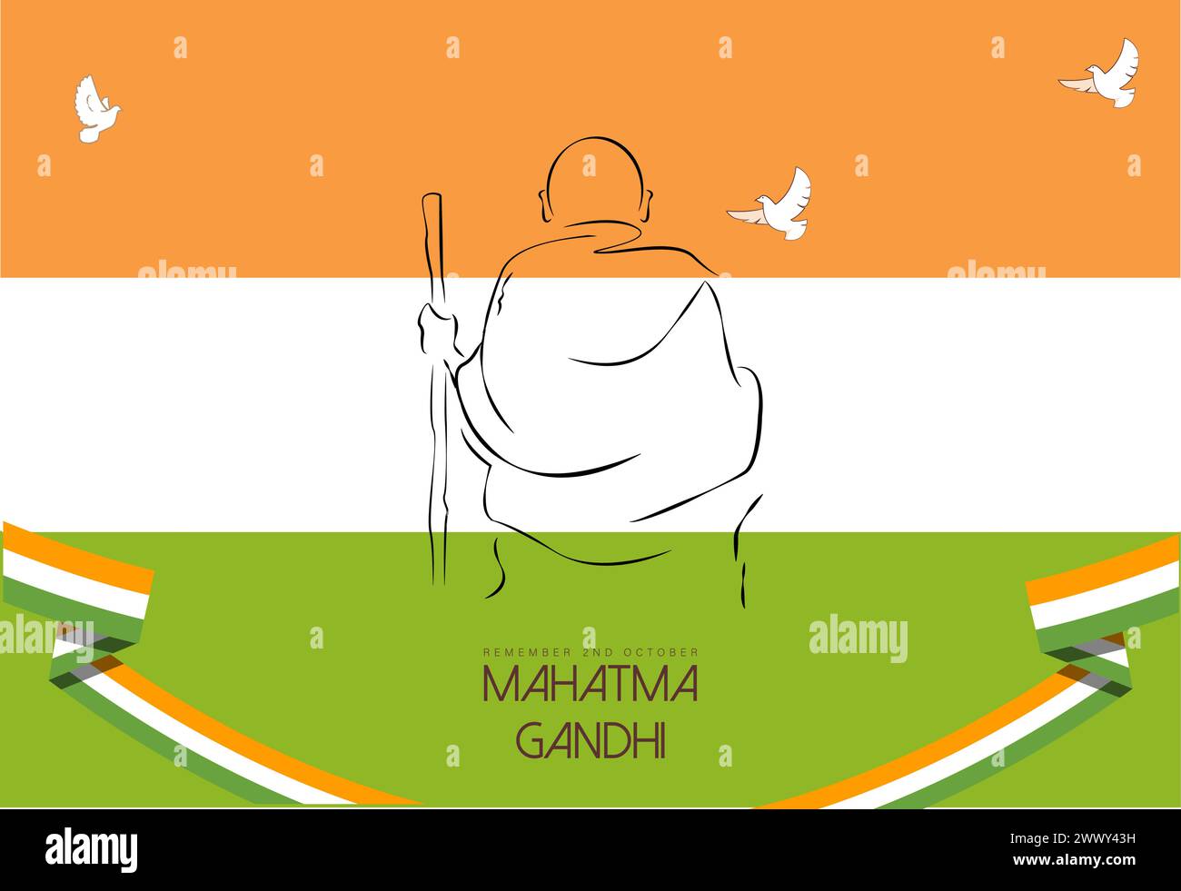 Happy Gandhi Jayanti Vector Illustration. Compleanno di Mohandas Karam Chandra Gandhi. Illustrazione Vettoriale