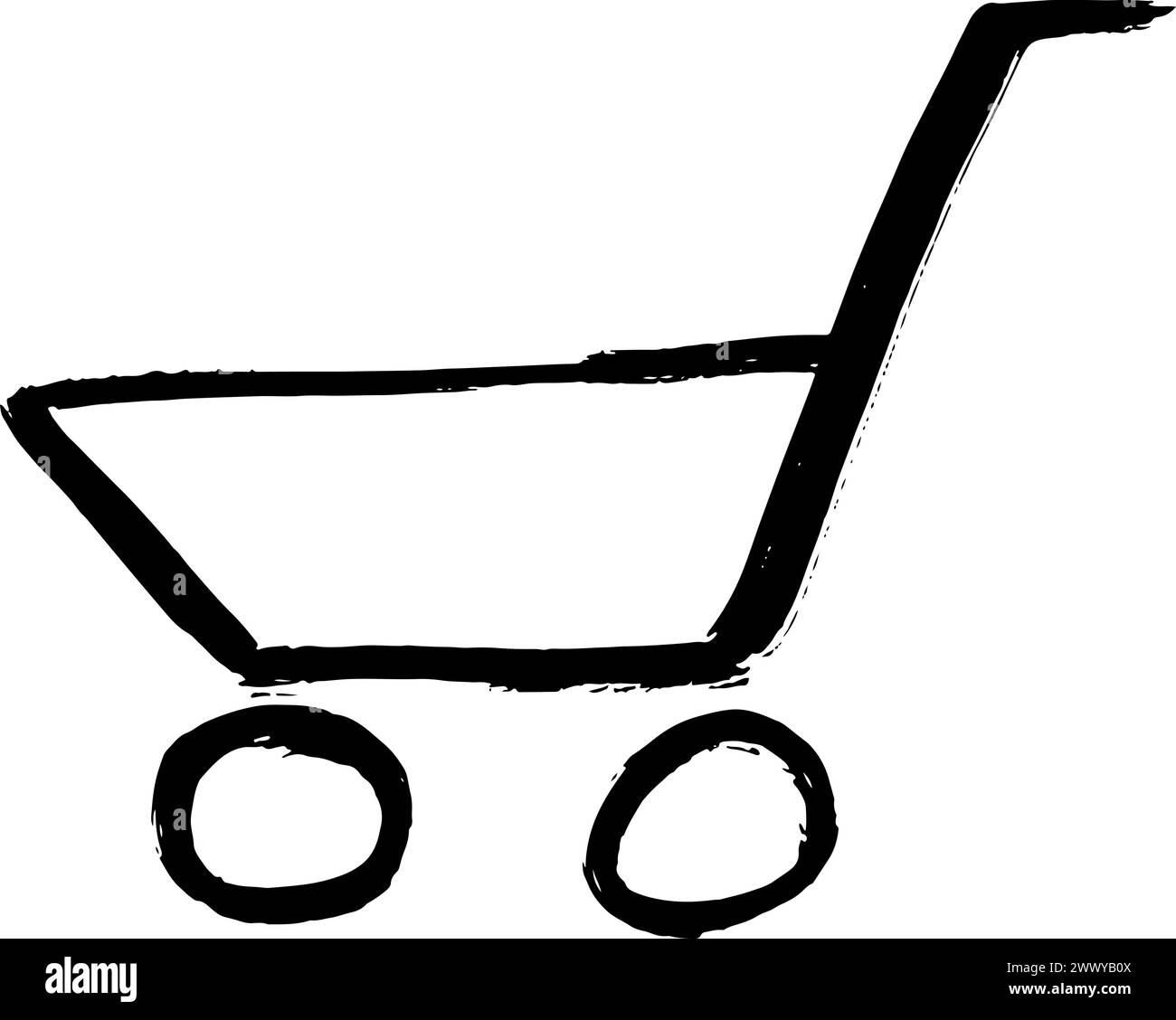 Icona Grunge carrello della spesa con spazzola a secco Illustrazione Vettoriale