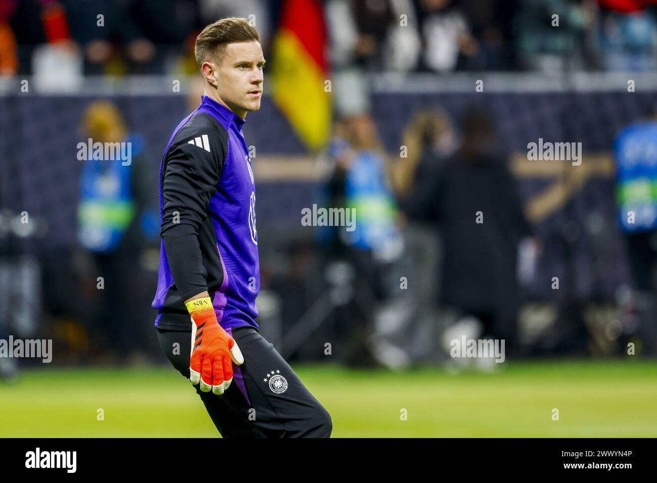 Francoforte, Germania. 26 marzo 2024. FRANCOFORTE, 26-03-2024, Deutsche Bank Park Stadium, partita amichevole tra Germania e Paesi Bassi stagione 2023/2024. Il portiere tedesco Marc-Andre ter Stegen durante il riscaldamento crediti: Pro Shots/Alamy Live News Foto Stock