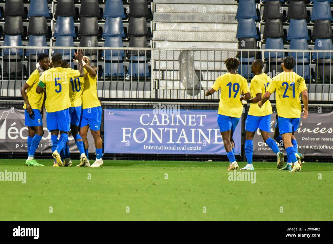 CHAMBLY, FRANCIA - 25 MARZO; Gabon durante la partita amichevole internazionale FIFA tra Gabon e Congo allo Stade des Marais il 25 marzo 2024 in chamb Foto Stock