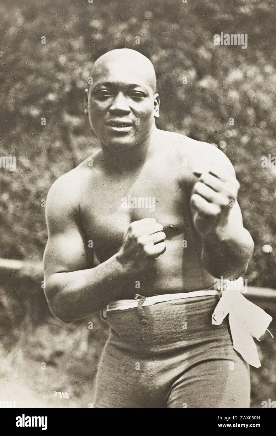 Pugile afroamericano e campione mondiale dei pesi massimi, Jack Johnson, 1909 circa Foto Stock