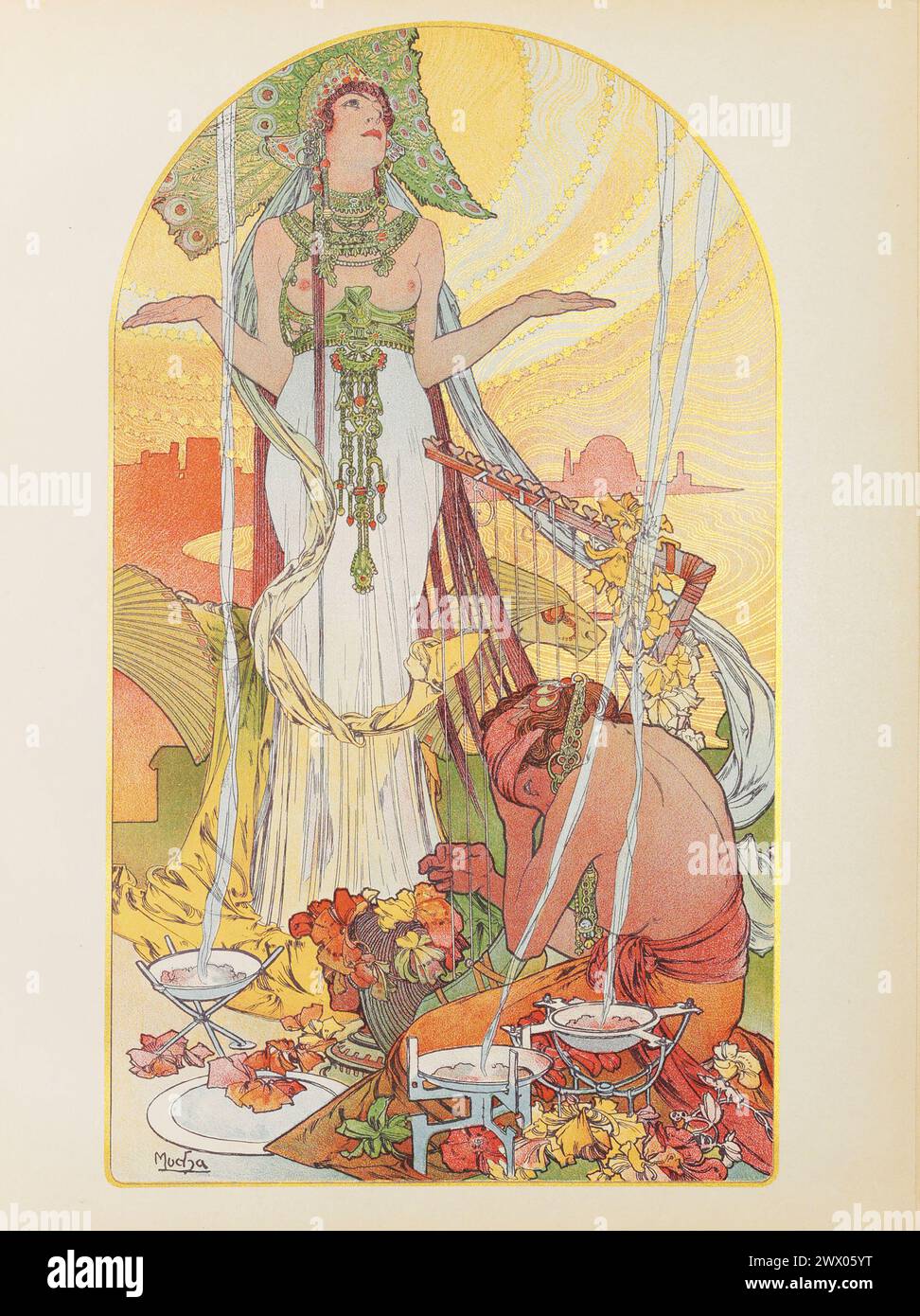 Stampa Art Nouveau vintage. Incantamento (Salammbo) di Alphonse Mucha 1897. Da l'Estampe moderne Foto Stock