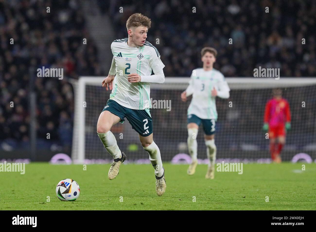 Glasgow, Regno Unito. 26 marzo 2024. In preparazione all'UEFA EURO 2024, la Scozia gioca contro l'Irlanda del Nord all'Hampden Park di Glasgow, lo stadio nazionale scozzese. Crediti: Findlay/Alamy Live News Foto Stock