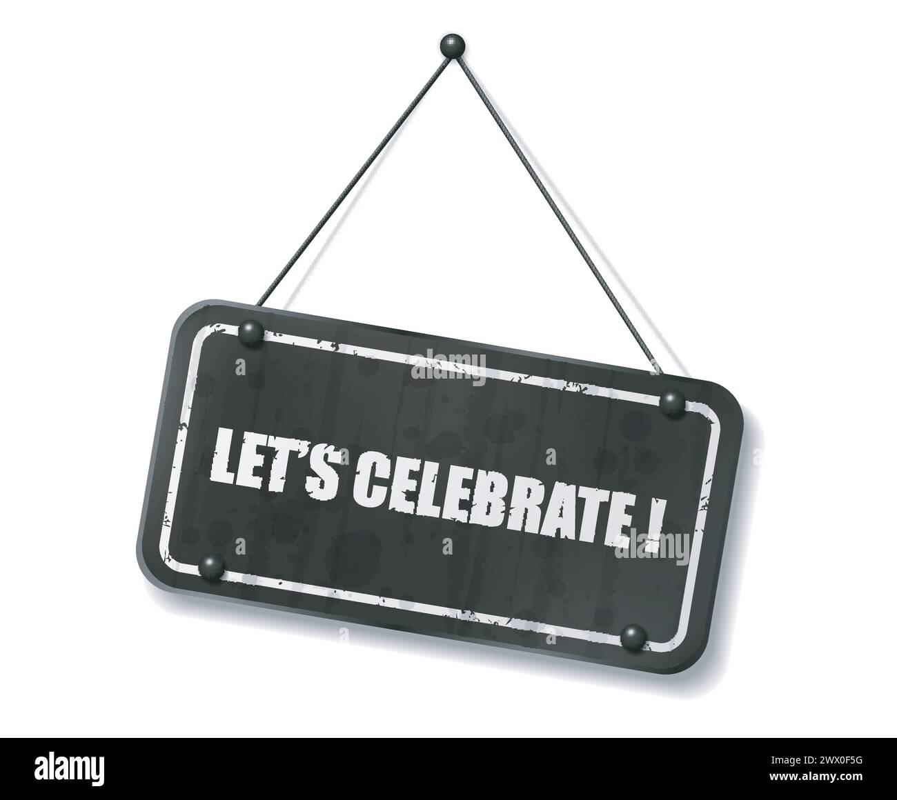 Vintage Old Black Sign con Let's Celebrate Text, illustrazione vettoriale Illustrazione Vettoriale