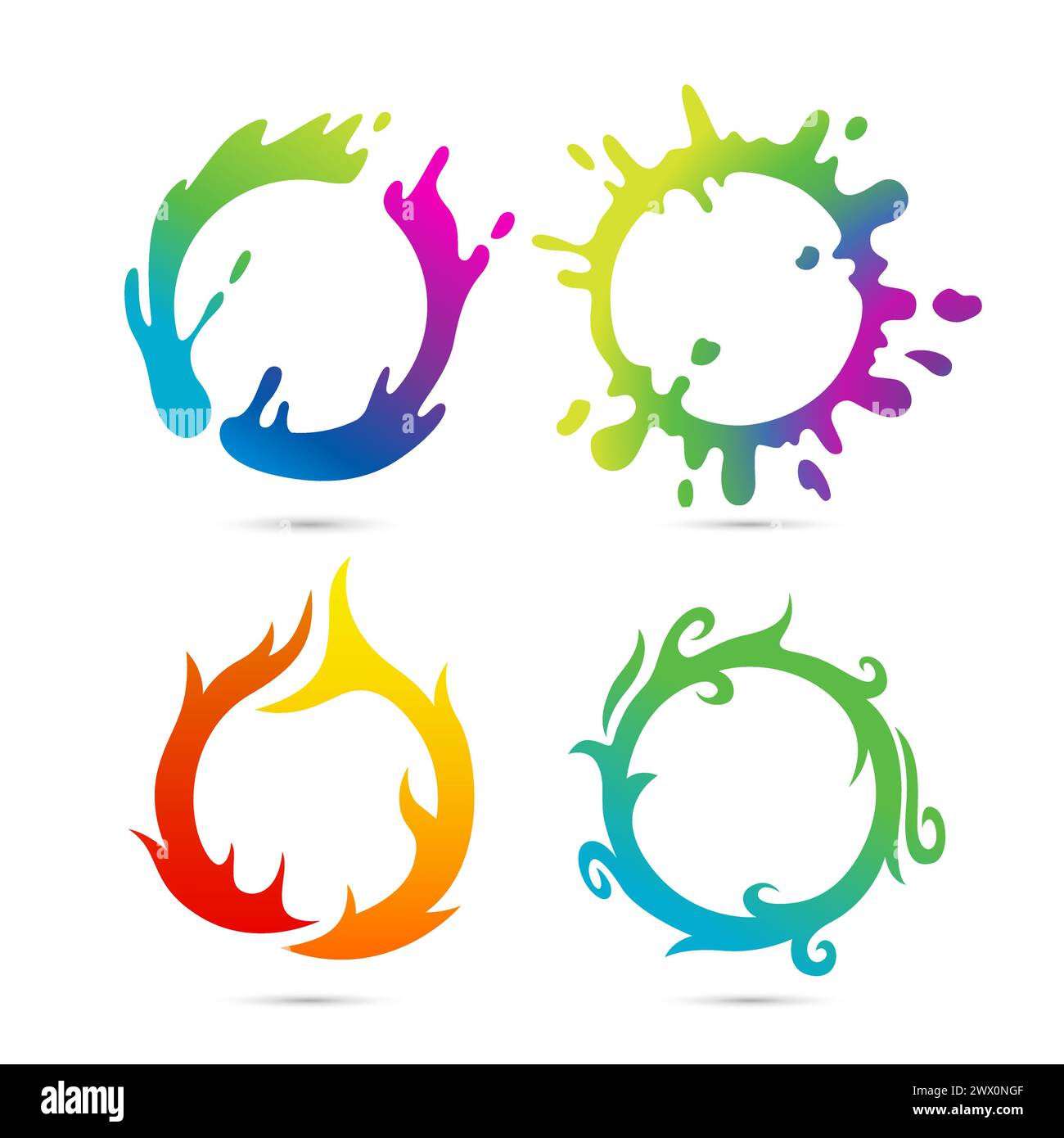 Set di spruzzi d'acqua. Adatto per logo o simbolo e icone Web, illustrazione vettoriale Illustrazione Vettoriale