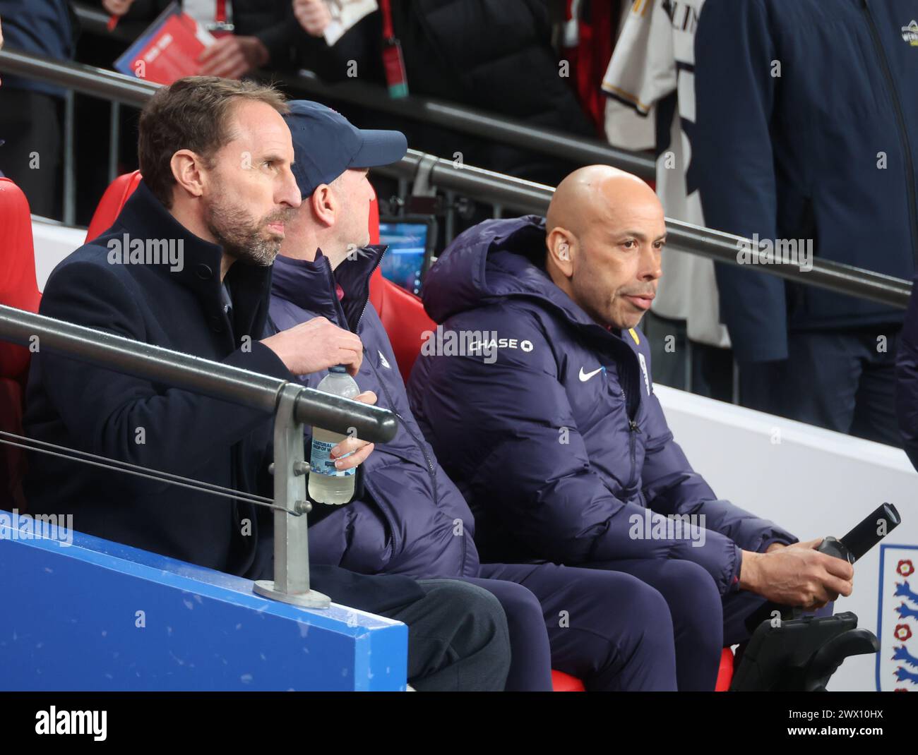 Londra, Regno Unito. 26 marzo 2024. Gareth Southgate allenatore dell'Inghilterra durante la partita internazionale di calcio amichevole tra Inghilterra e Belgio allo stadio di Wembley, Londra, Regno Unito - 26 marzo 2024. Crediti: Action foto Sport/Alamy Live News Foto Stock