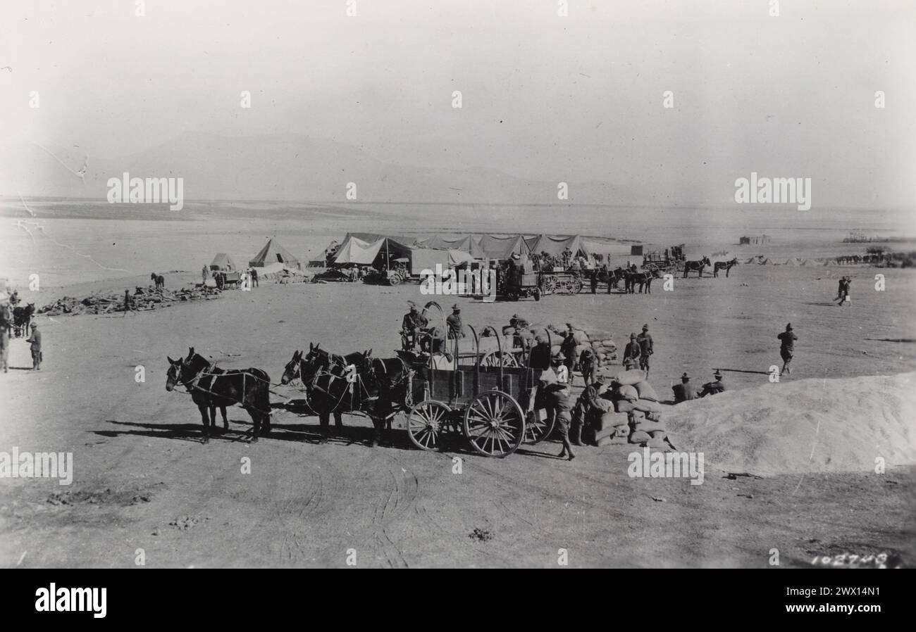 Vista effettuata in Messico durante Villa Expedition. Vista del Quartermaster Supply Depot di Namiquipa CA. 1916 Foto Stock