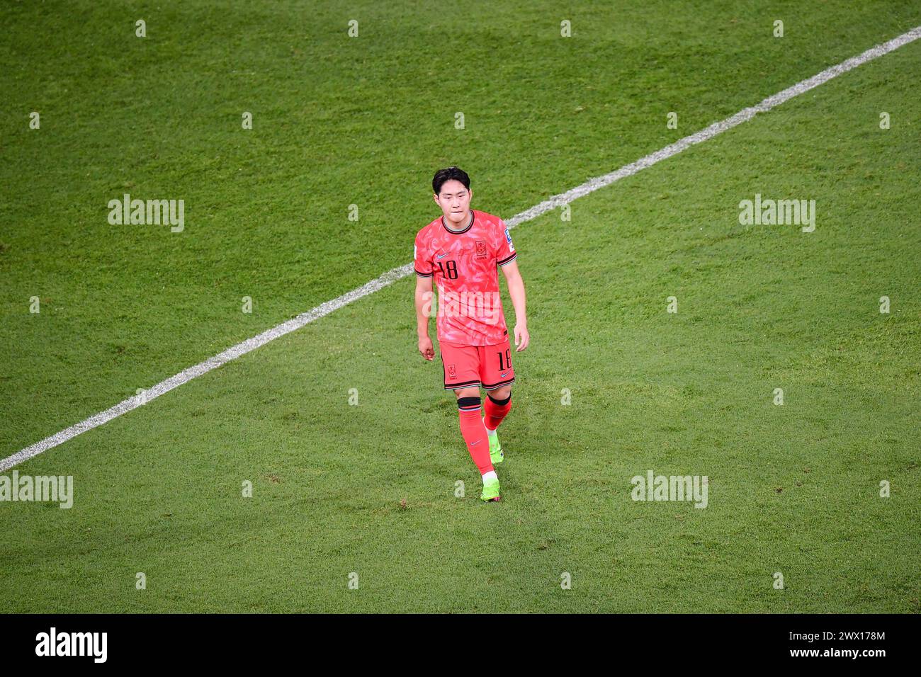 Bangkok, Thailandia. 26 marzo 2024. Lee Kang-in della Corea del Sud visto durante il turno di qualificazione della Coppa del mondo d'Asia, secondo turno, partita del gruppo C tra Thailandia e Corea del Sud al Rajamangala Stadium. (Punteggio finale; Thailandia 0:3 Corea del Sud) (foto di Amphol Thongmueangluang/SOPA Images/Sipa USA) credito: SIPA USA/Alamy Live News Foto Stock