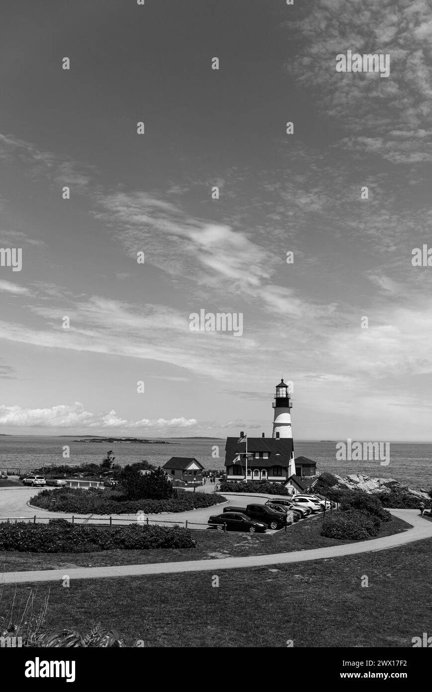 Portland Head Light, il faro più antico del Maine, nel Fort Williams Park, Cape Elizabeth Foto Stock