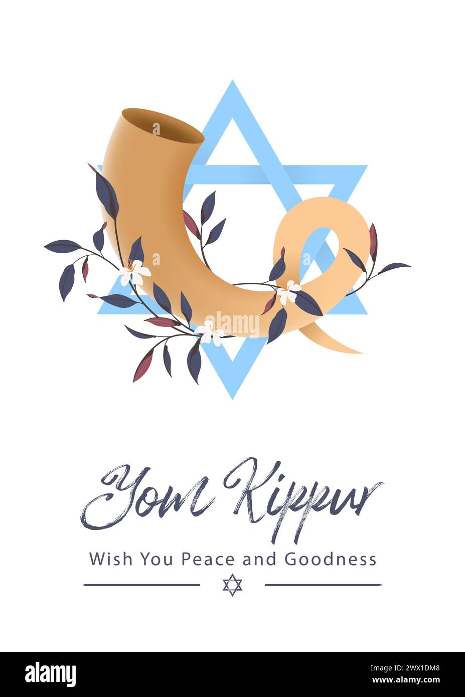Illustrazione del vettore modello Yom Kippur. Design decorativo per le festività ebraiche adatto per biglietti d'auguri, poster, banner, volantino. Israele festività per la Giudea Illustrazione Vettoriale