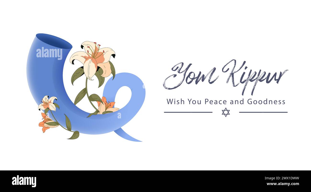 Illustrazione del vettore modello Yom Kippur. Design decorativo per le festività ebraiche adatto per biglietti d'auguri, poster, banner, volantino. Israele festività per la Giudea Illustrazione Vettoriale