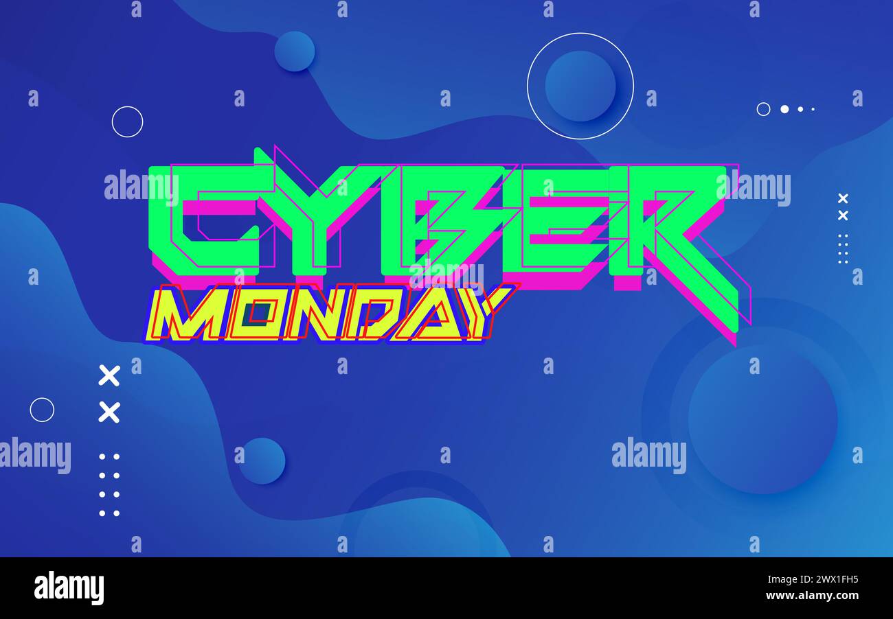Illustrazione vettoriale modello banner Cyber Monday. Adatto per poster, banner, volantini e design di intestazioni Web Illustrazione Vettoriale