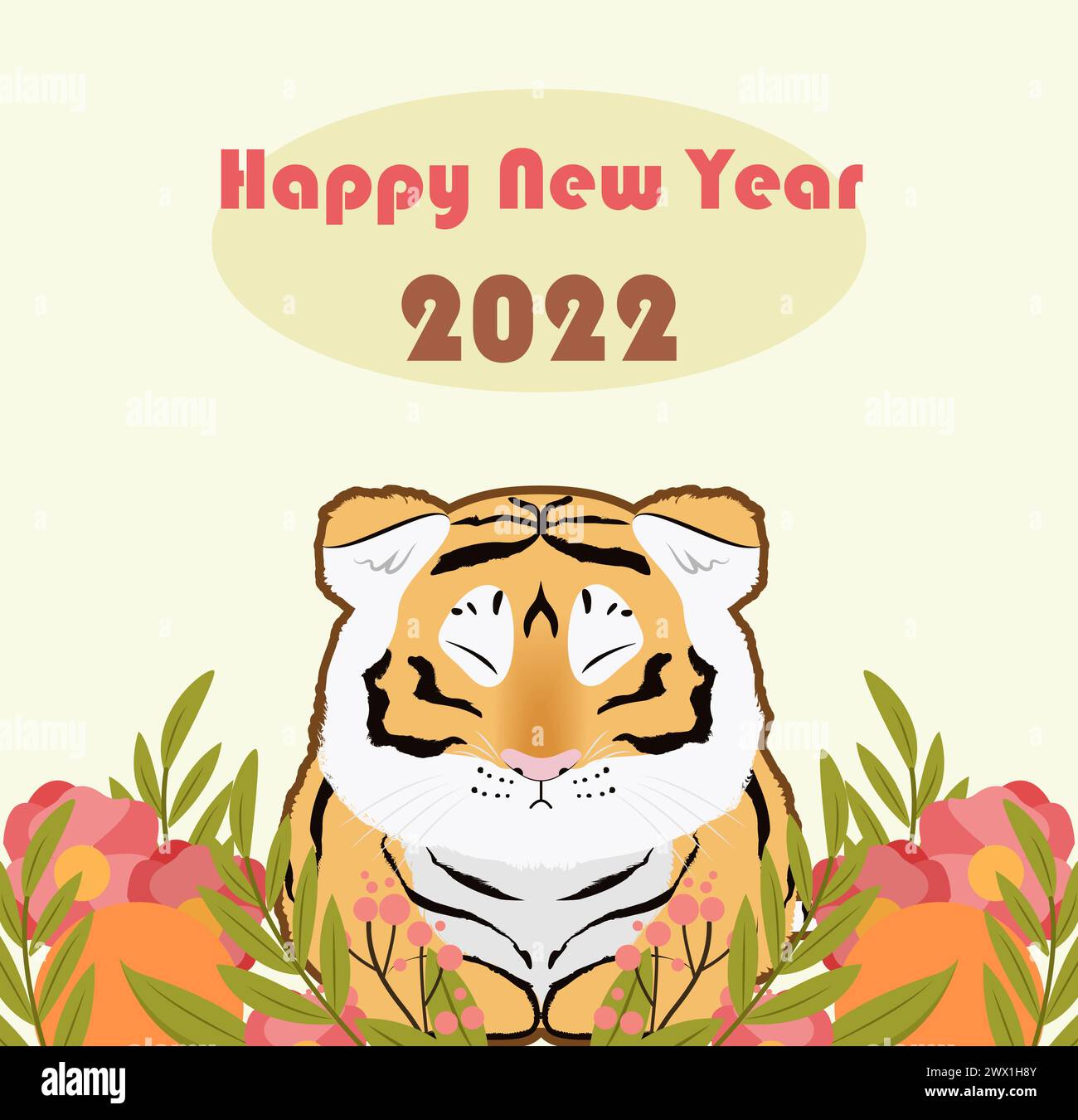 Capodanno cinese 2022 anno della tigre con elementi asiatici anno della tigre Illustrazione Vettoriale