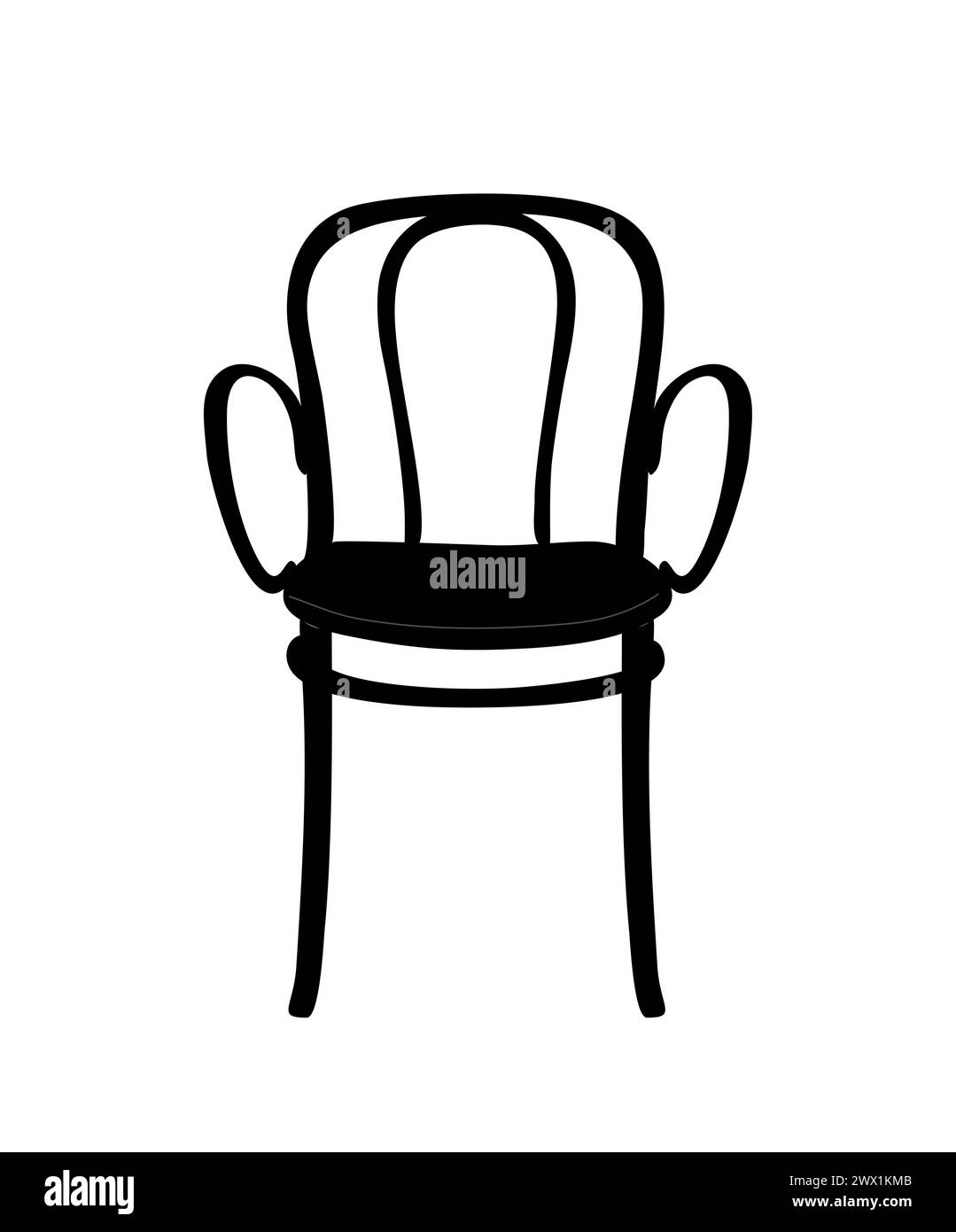 Patio esterno con sedia in metallo nero e isolamento vettoriale. Illustrazione Vettoriale