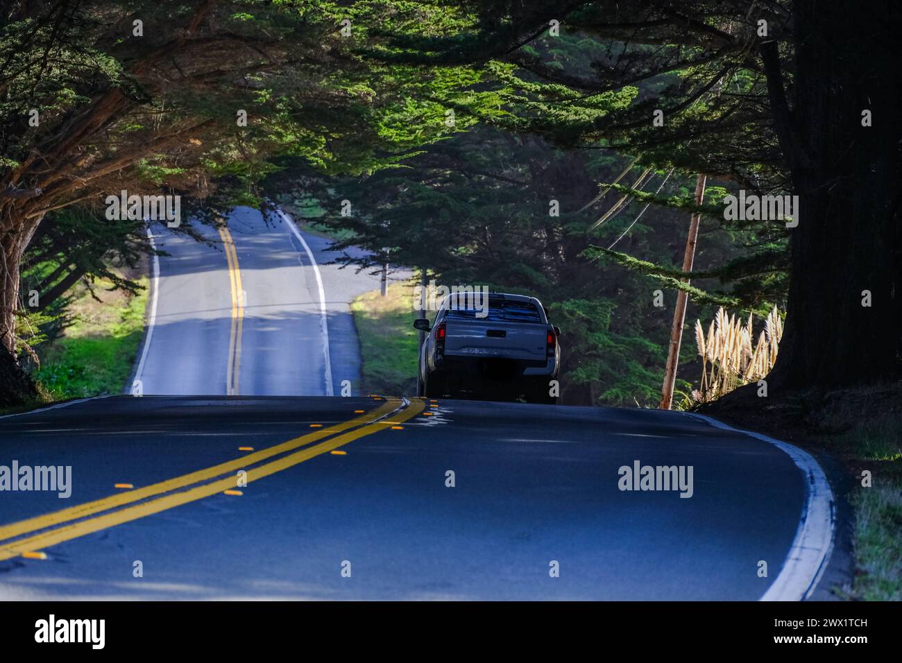 Vista panoramica della Route 1, Pacific Coast Highway, California, Stati Uniti. Foto Stock