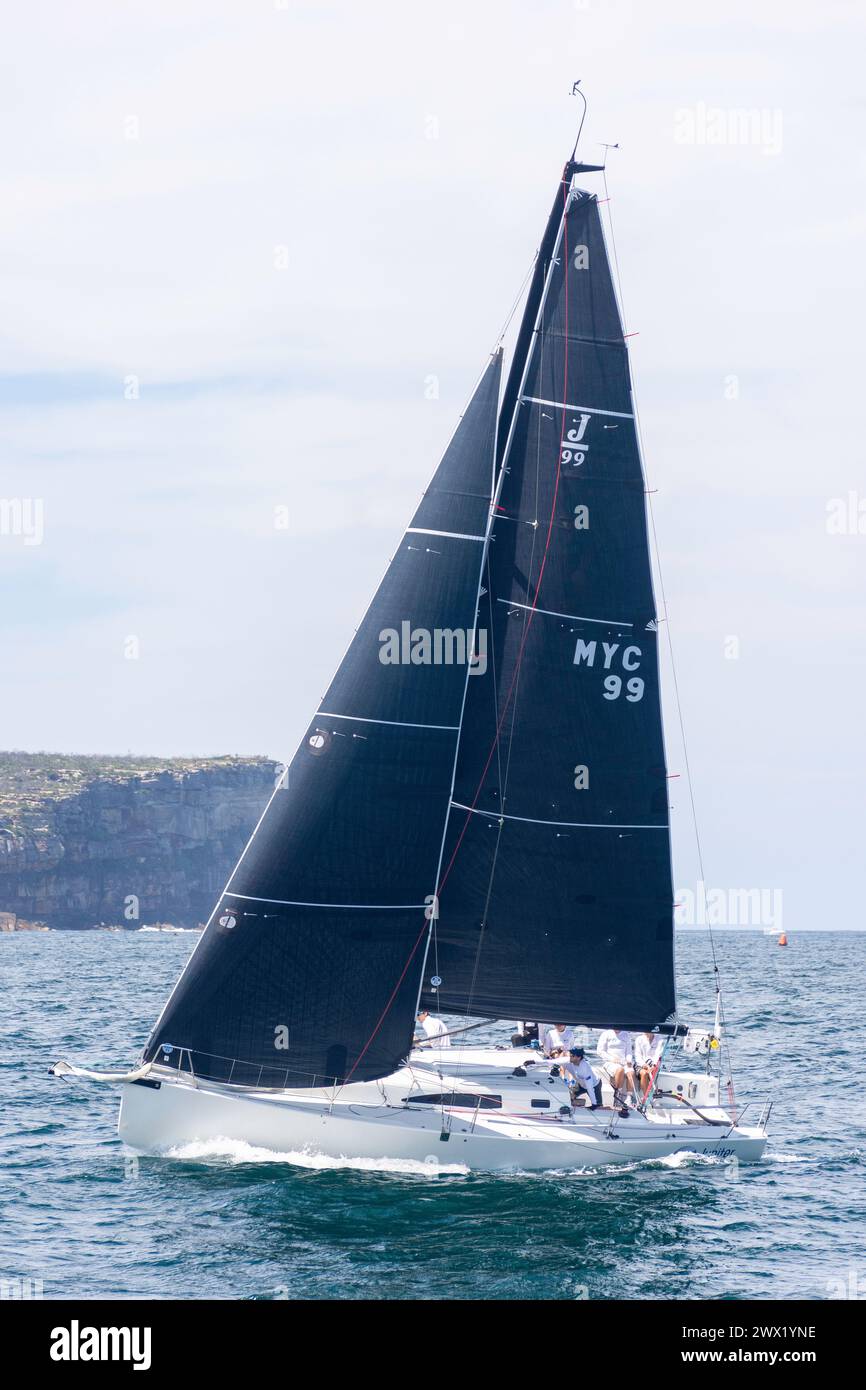 Regate di yacht nel porto di Sydney, Sydney Nord, Sydney, New South Wales, Australia Foto Stock
