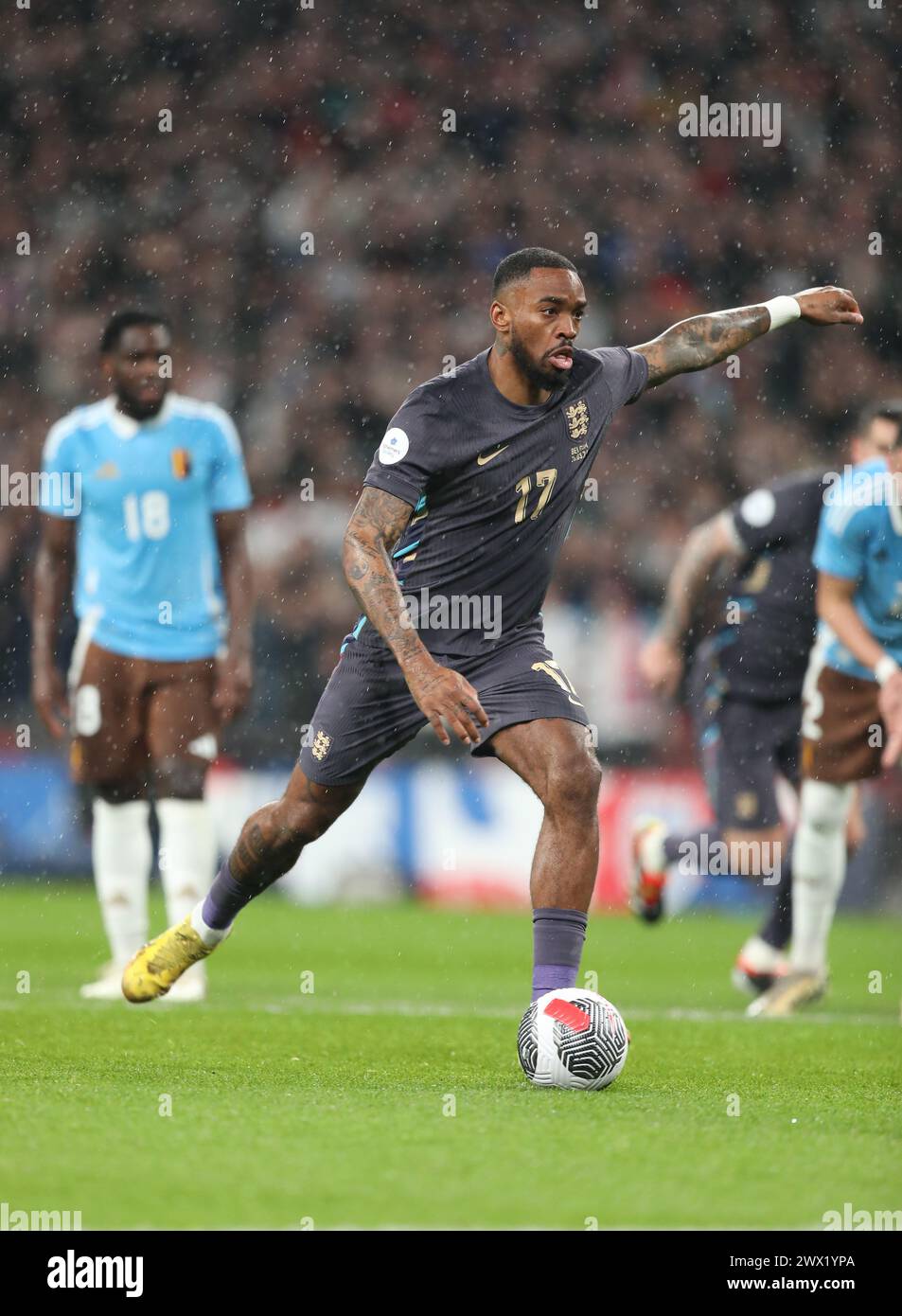 Ivan Toney dell'Inghilterra prende un rigore - Inghilterra contro Belgio, International Friendly, Wembley Stadium, Londra, Regno Unito - 26 marzo 2024 solo uso editoriale Foto Stock