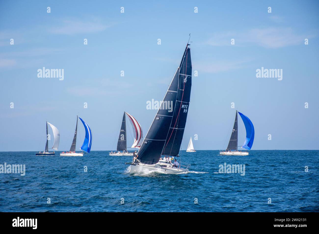 Regate di yacht nel porto di Sydney, a North Sydney, Sydney, New South Wales, Australia Foto Stock