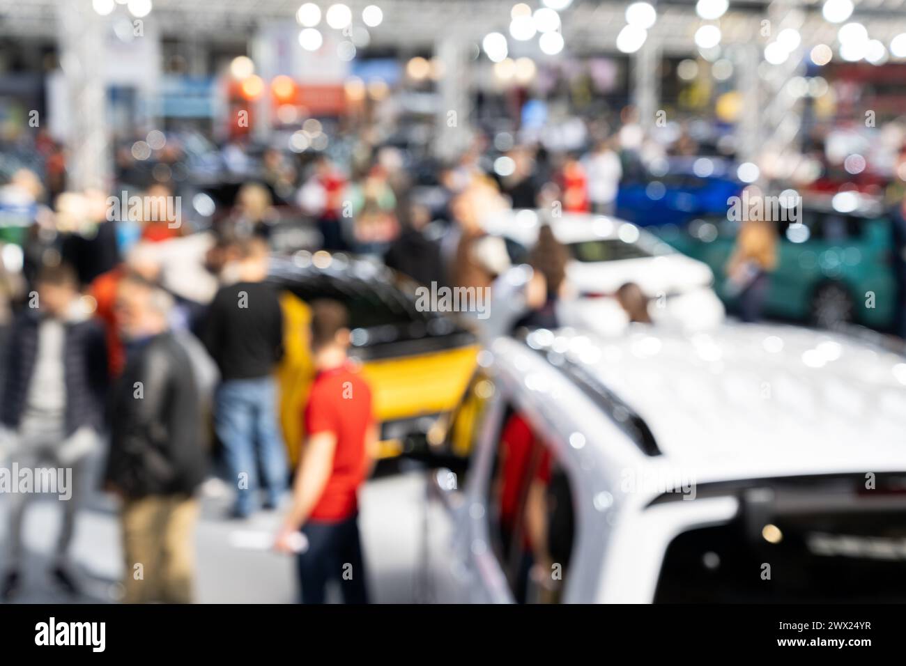 Sfondo sfocato dell'esposizione di auto Foto Stock