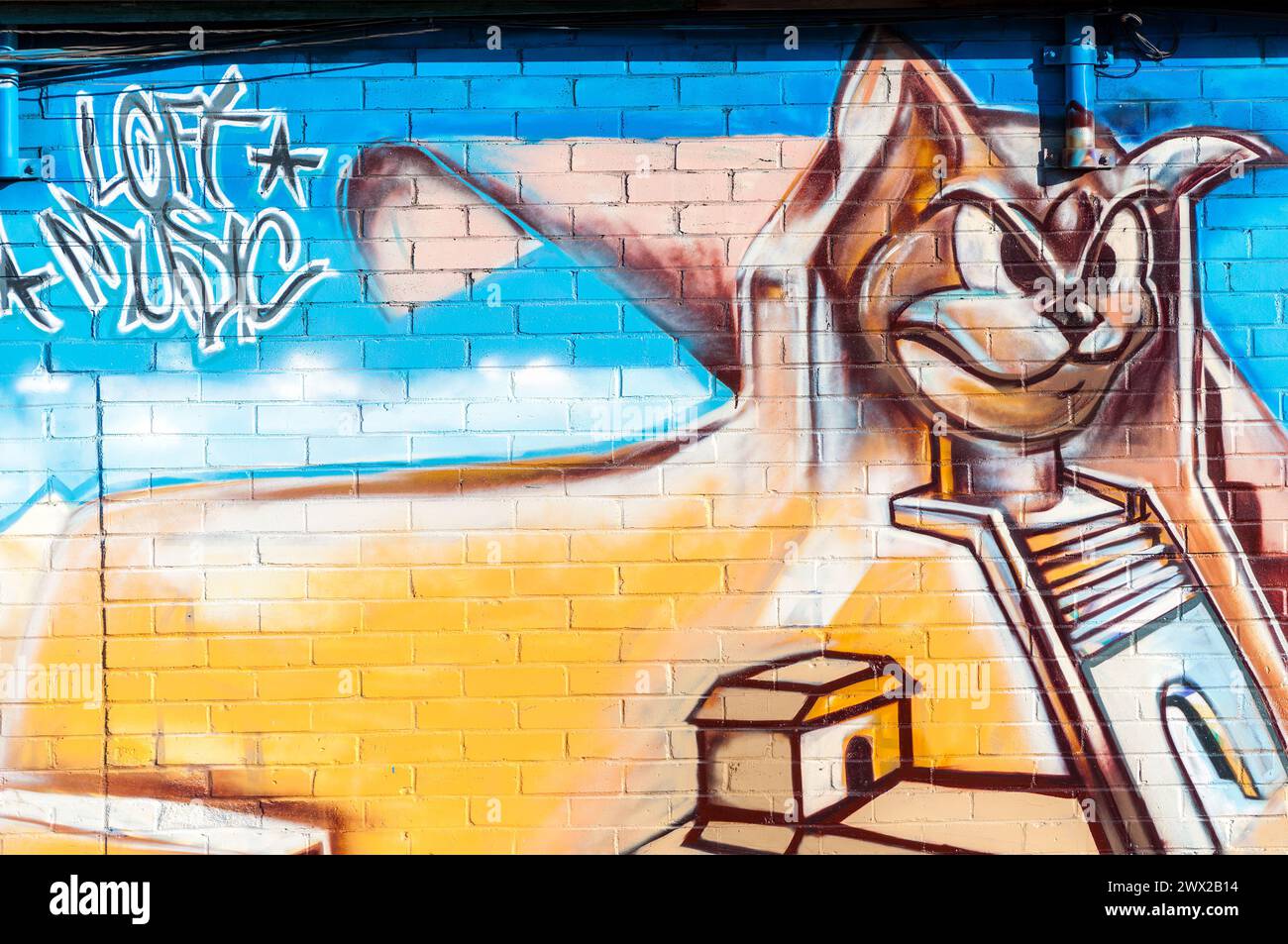 Graffiti di pittura urbana in muratura, Toronto, Canada Foto Stock
