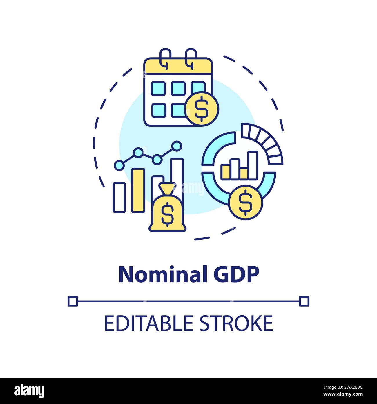Icona concetto gdp nominale multicolore Illustrazione Vettoriale