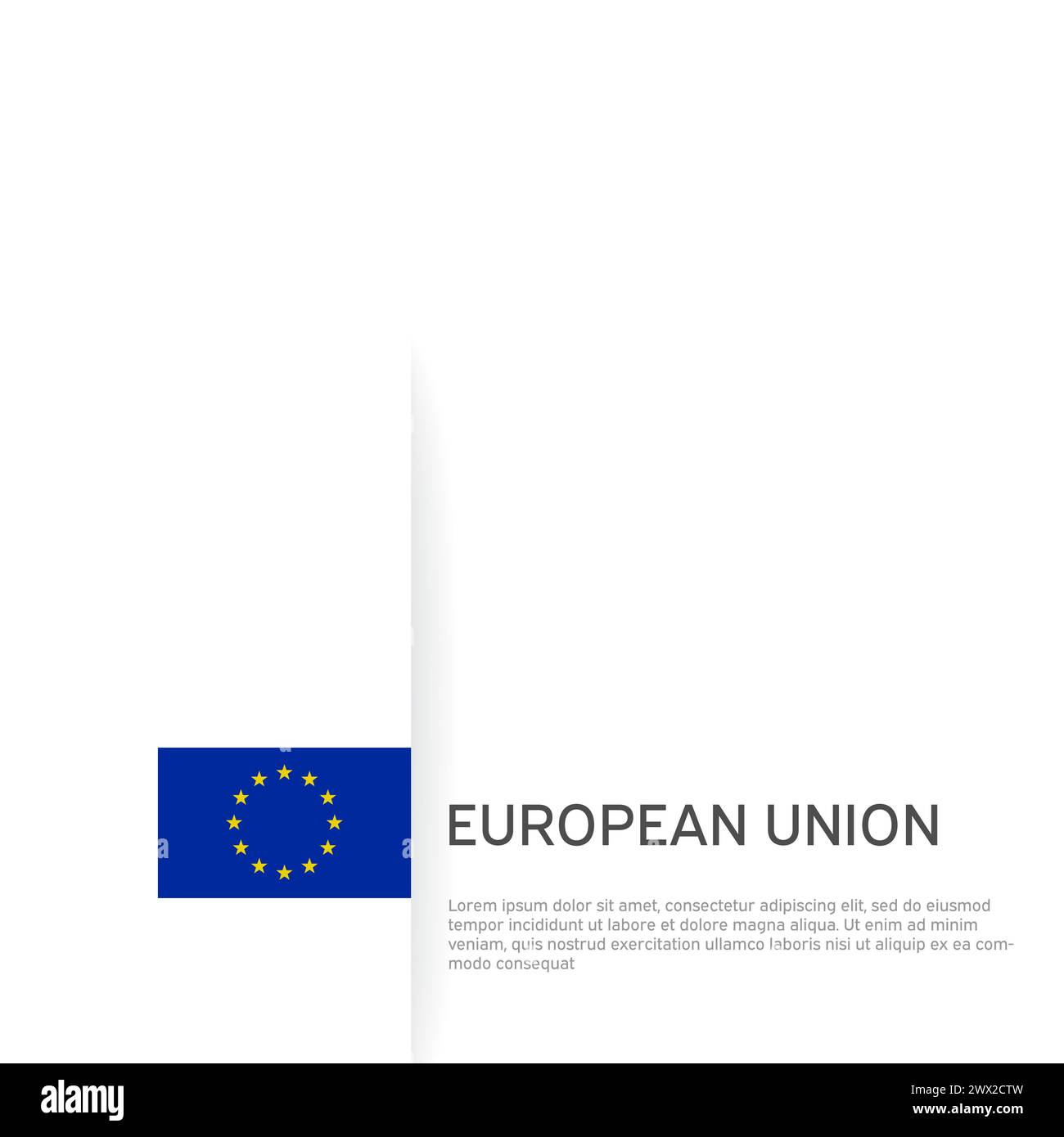 Sfondo della bandiera dell'unione europea. Bandiera patriottica dell'UE statale, copertina. Modello di documento con bandiera ue, sfondo bianco. Poster nazionale. Opuscolo aziendale Illustrazione Vettoriale
