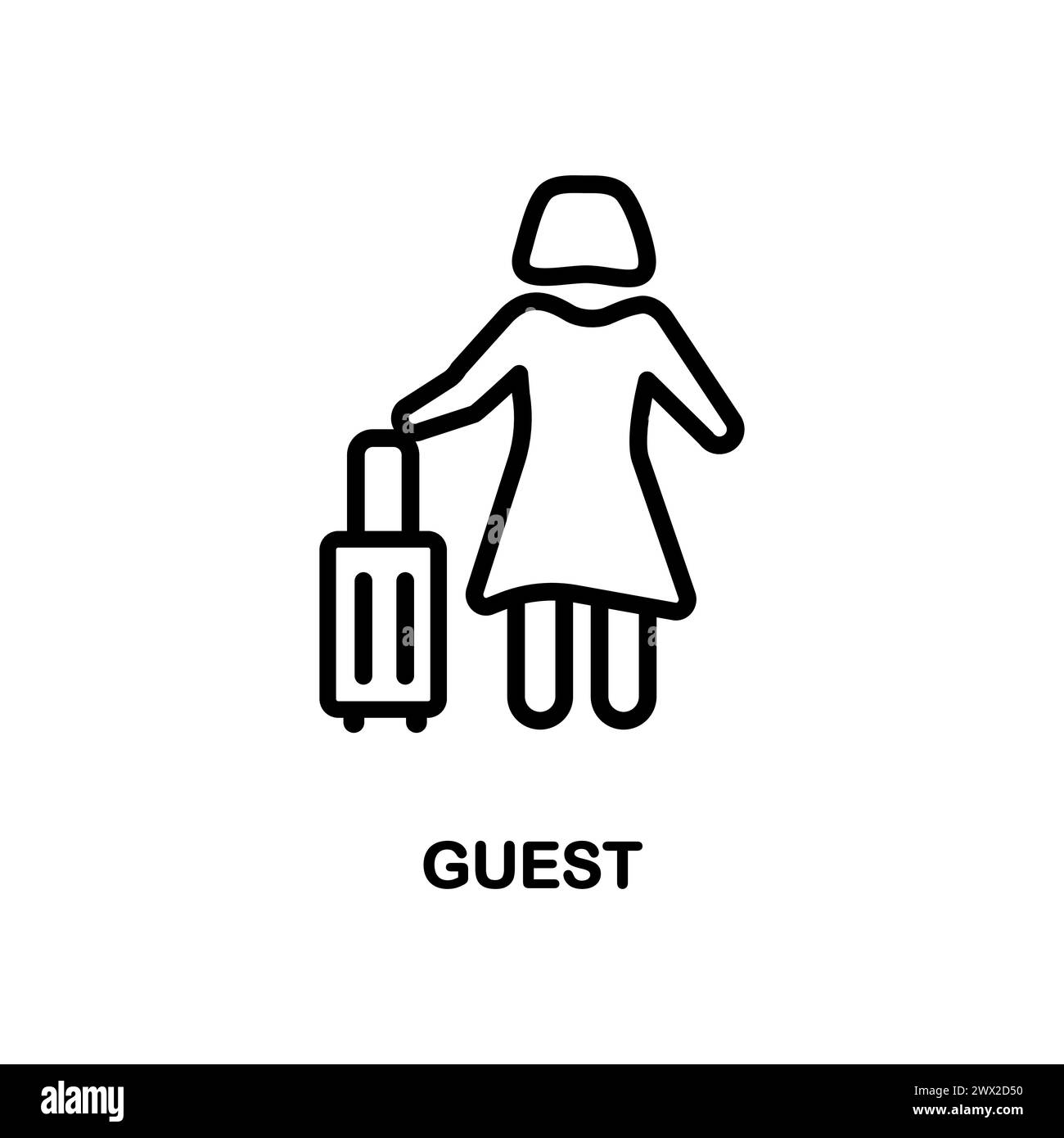 Icona Guest lineare. Design moderno del logo degli ospiti su sfondo bianco della collezione Hotel and Restaurant. Adatto per l'uso su applicazioni Web, ap mobile Illustrazione Vettoriale
