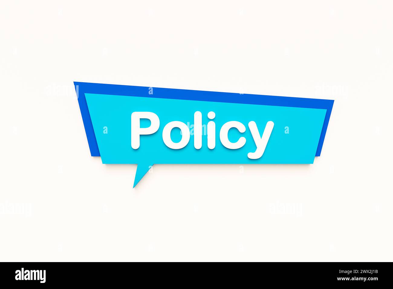 Policy policy, fumetto colorato, testo bianco. Guida, regola, regolazione, metodo. Illustrazione 3D text Bubble J013 policy Foto Stock