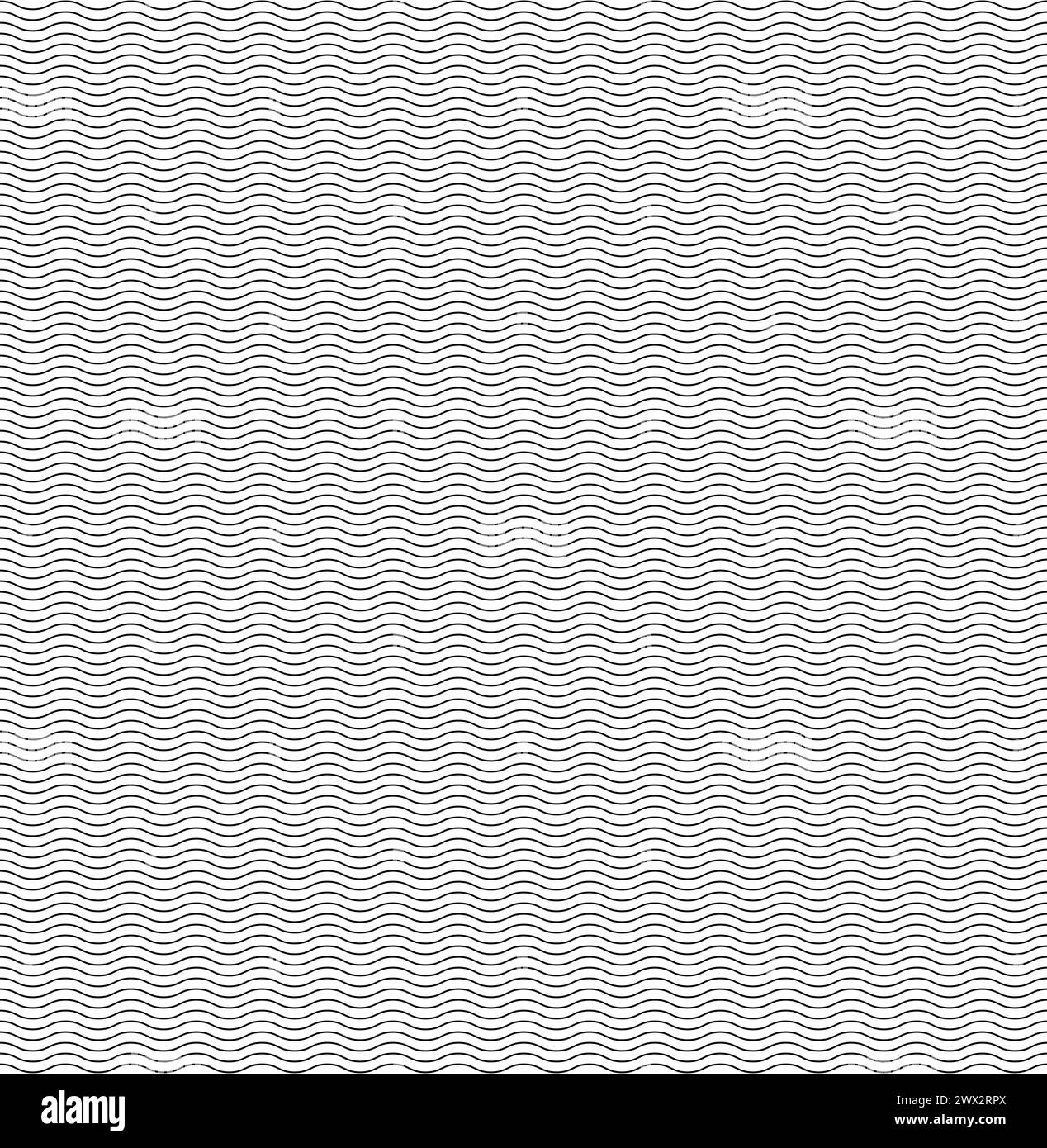 linee ondulate, linee ondulate orizzontali in bianco e nero linee ondulate lisce - trama vettoriale ripetibile senza cuciture Illustrazione Vettoriale