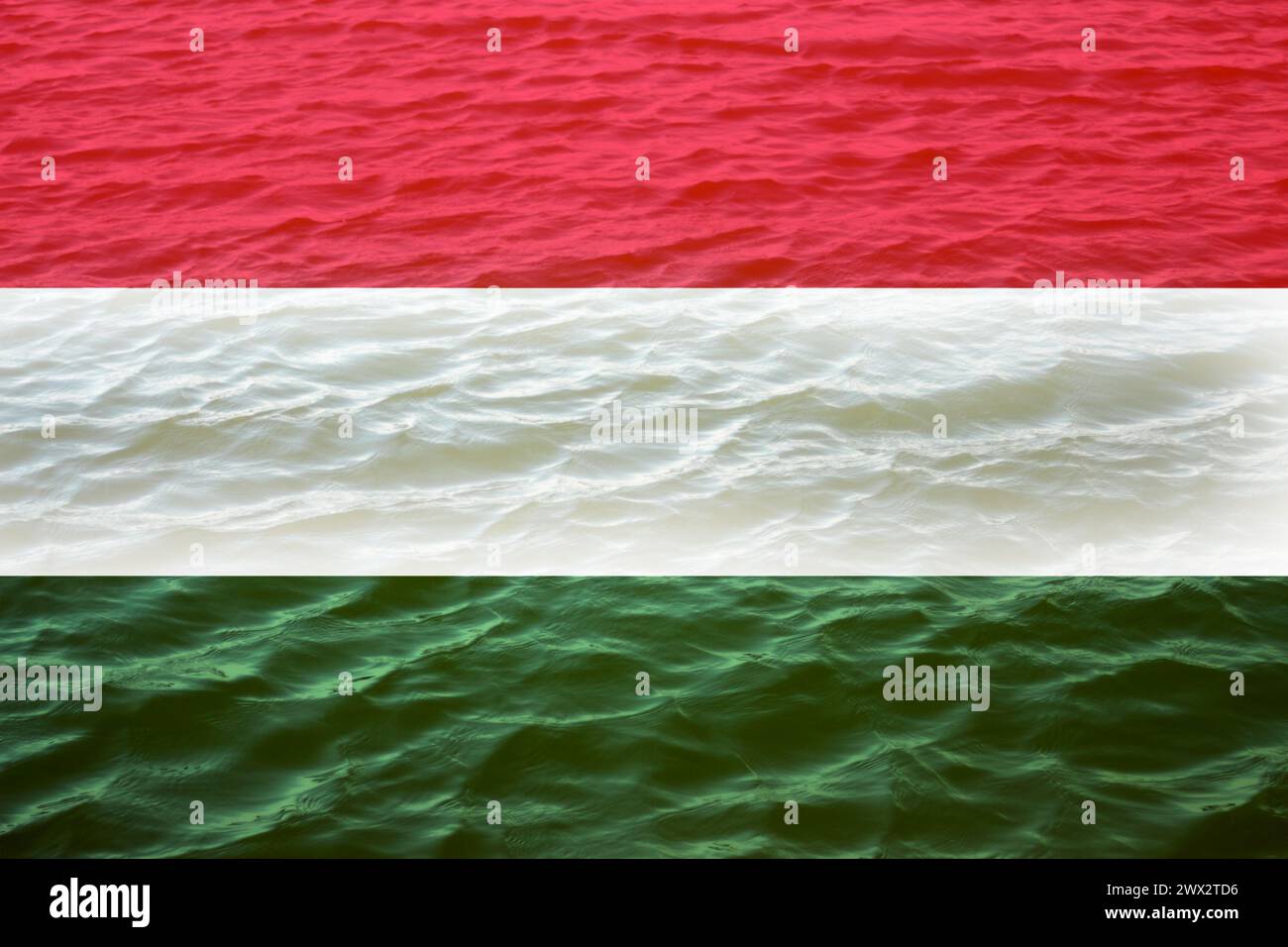 Bandiera dell'Ungheria. Bandiera, ungherese, sfondo. Ondeggiante. Banner per la progettazione con spazio di copia Foto Stock