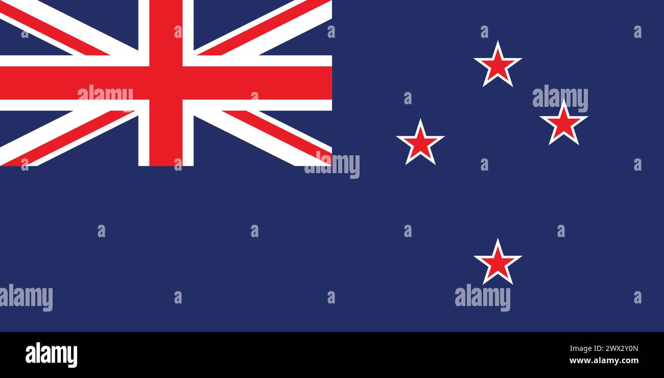 Bandiera nazionale della nuova Zelanda, simbolo della nuova Zelanda, bandiera della nuova Zelanda Illustrazione Vettoriale