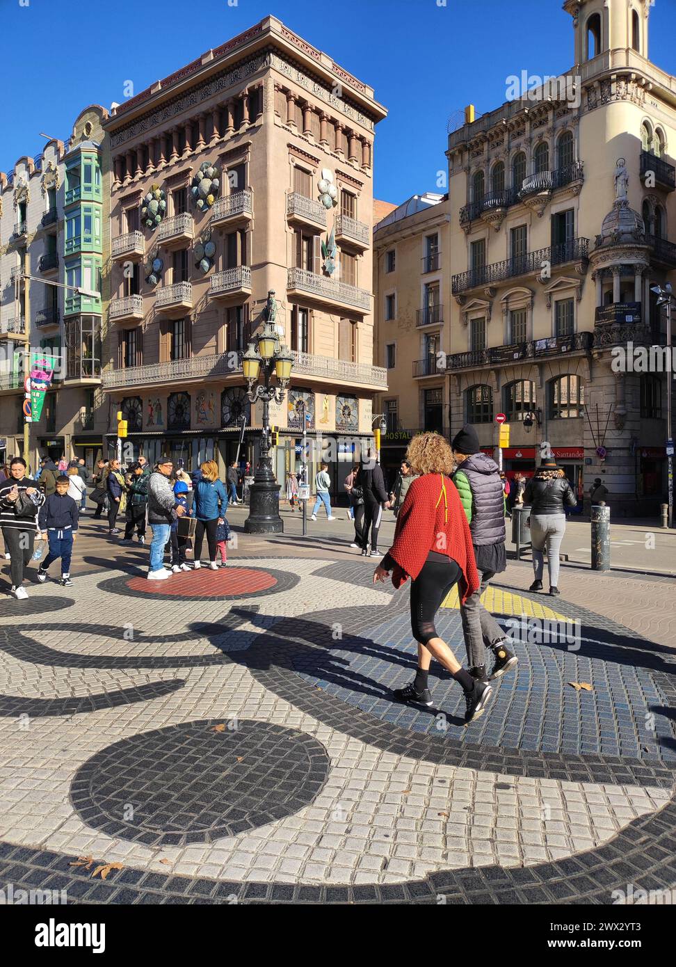 Barcellona: Mosaico di Joan Miró nel centro di Las Ramblas Foto Stock