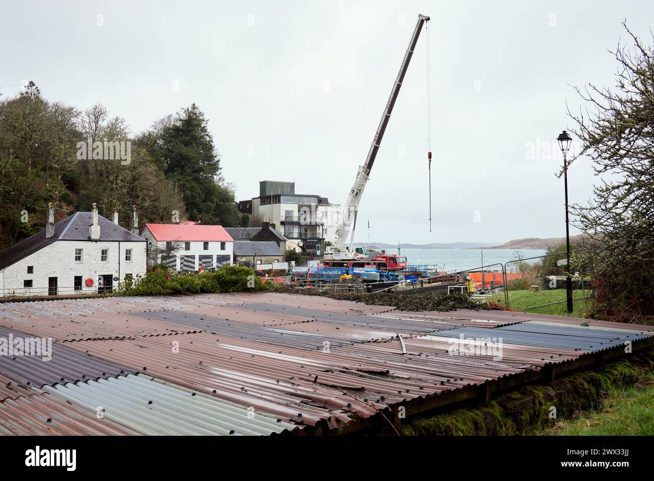 Importanti lavori di ingegneria civile intrapresi all'estremità nord-atlantica del canale Crinan. Crinan, Argyll e Bute, Scozia Foto Stock