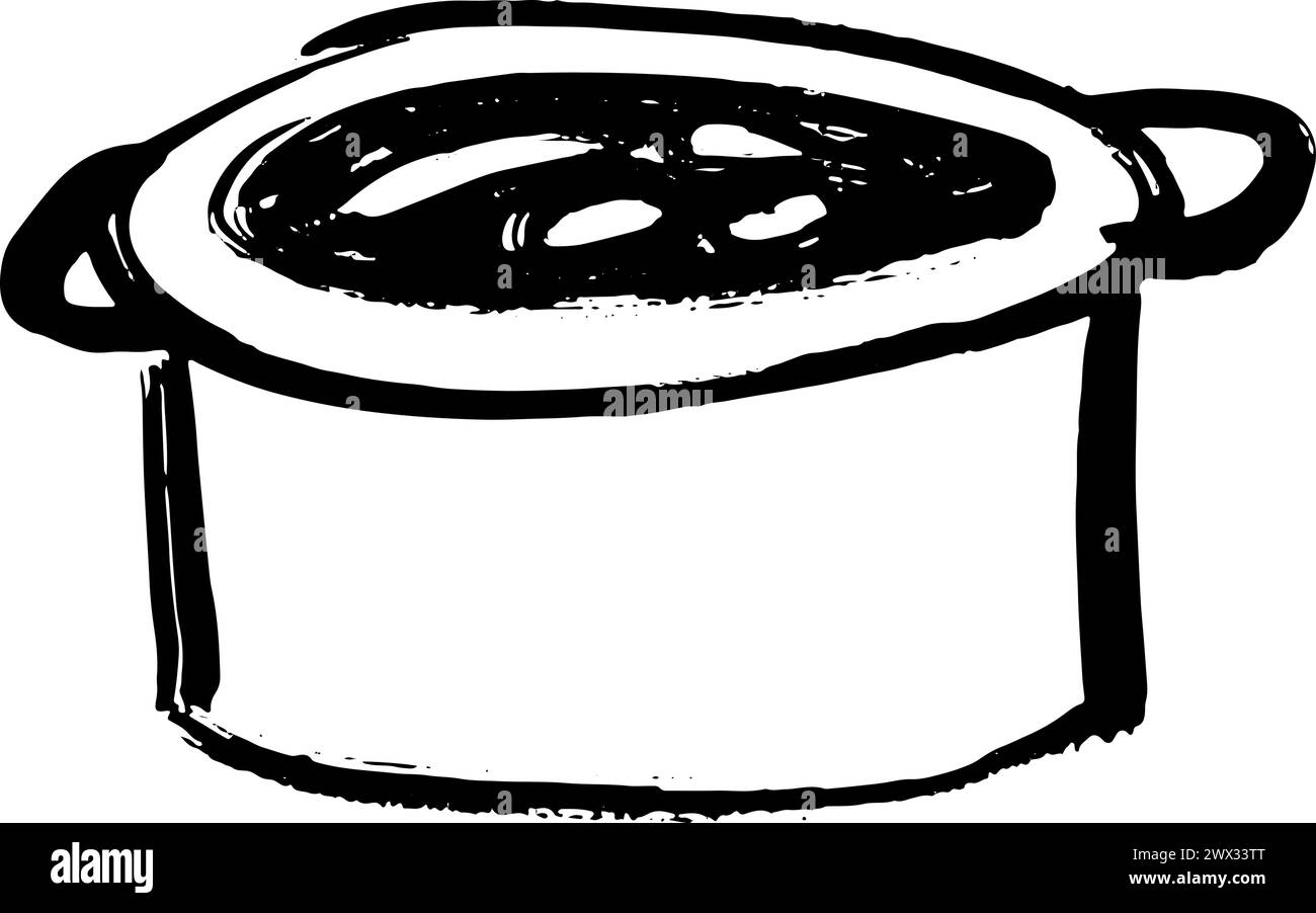 Icona zuppa con inchiostro a spazzola a secco Illustrazione Vettoriale