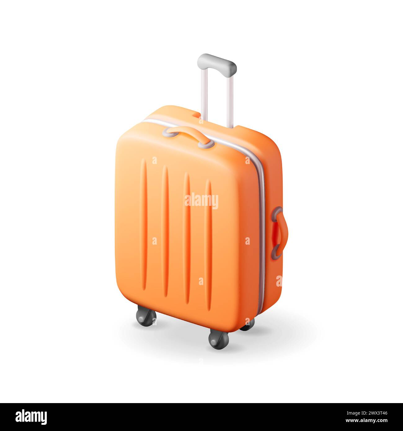 Valigetta da viaggio arancione 3D. Illustrazione Vettoriale