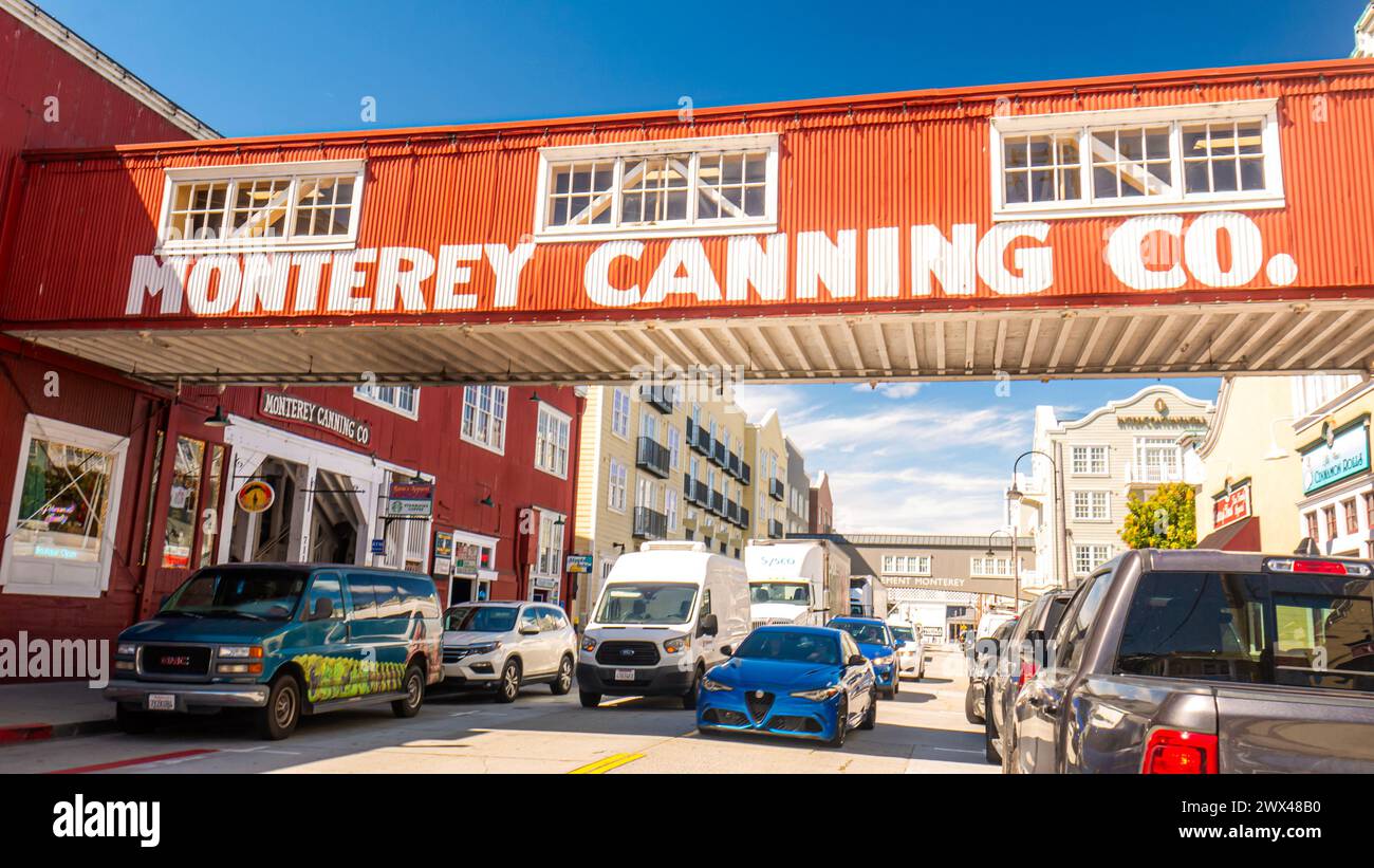 Ponte della Monterey Canning Company su Cannery Row a Monterey, California, Stati Uniti Foto Stock