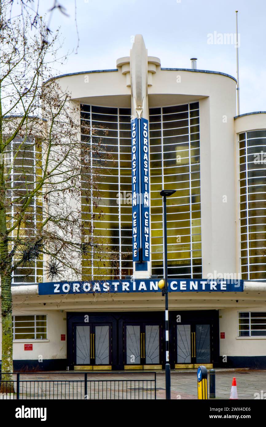 Zoroastrian Centre ospitato all'interno dell'ex Cinema di Rayners Lane, Borough of Harrow, Londra, Inghilterra, Regno Unito Foto Stock