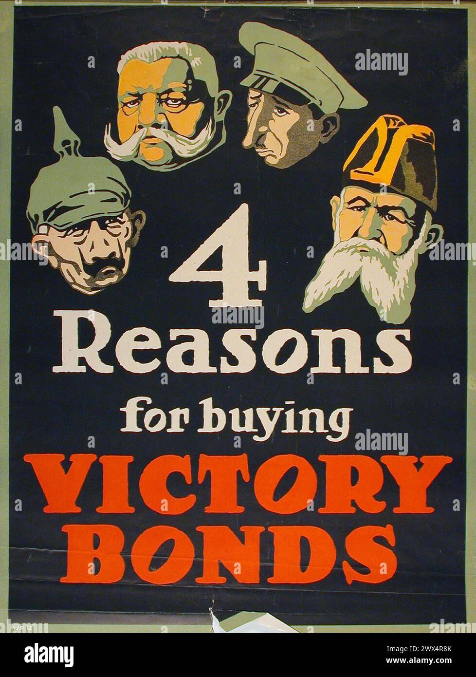 Vintage Canadian WWI War Victory Bonds, che mostra un'immagine cartoonesca dei leader nemici per convincere le persone a comprare obbligazioni. intorno al 1915 Foto Stock