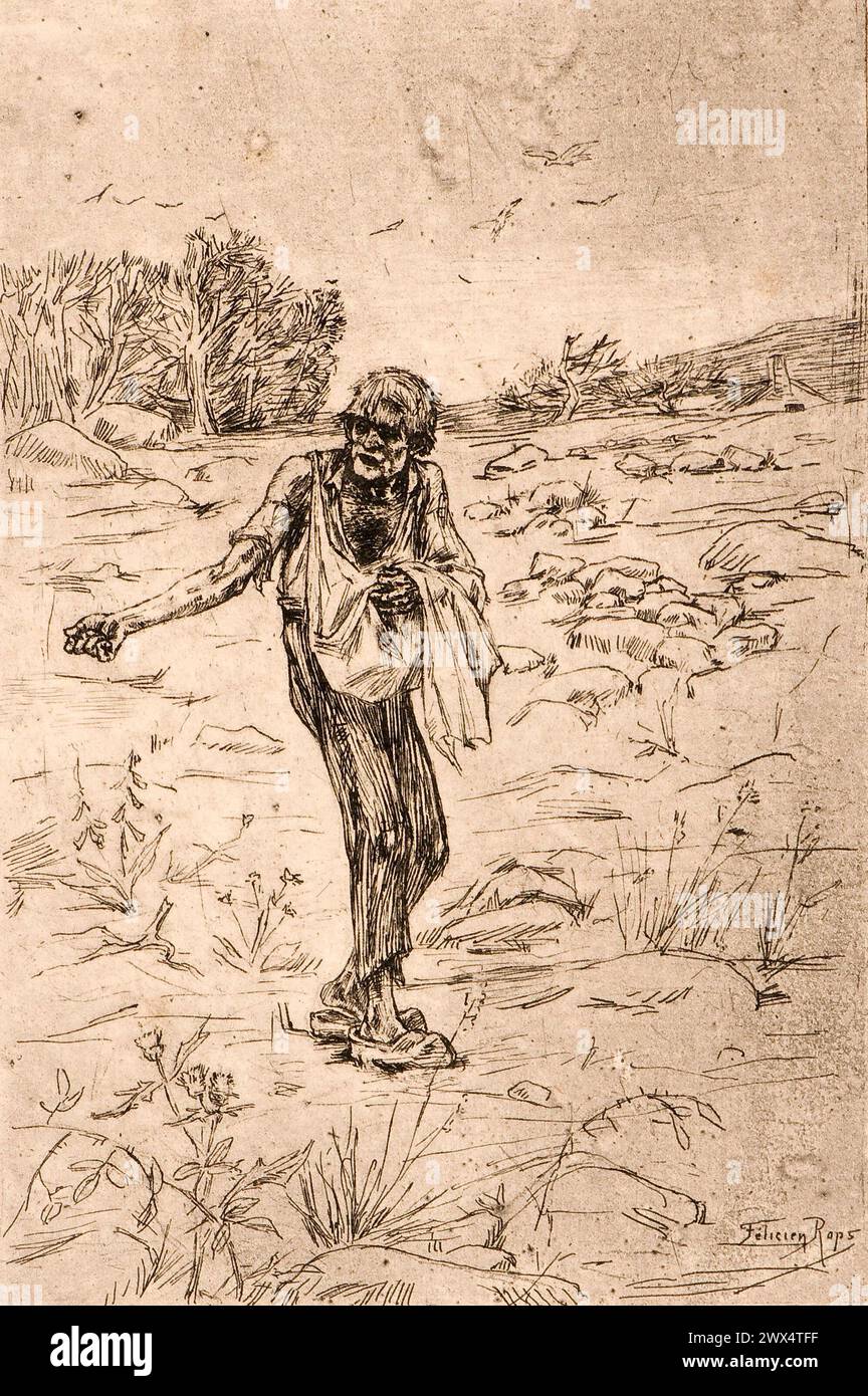 Parabola della Sower (senza data) eliogravura, punto di arido (16,3 x 11,4 cm) Michael C. Carlos Museum, Emory University, Atlanta Félicien ROPS Foto Stock