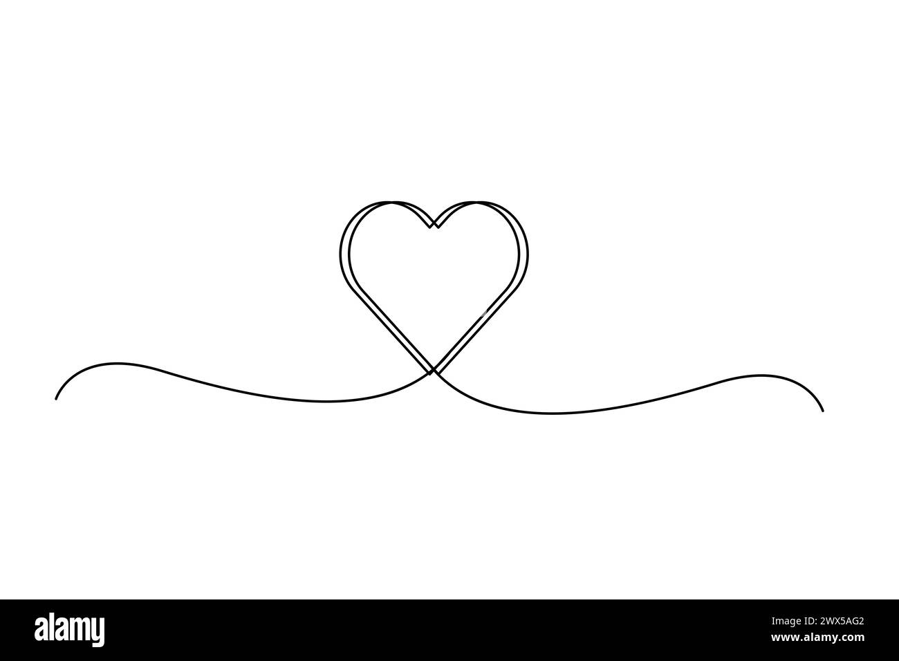 Arte minimalista in linea continua di un cuore. Illustrazione vettoriale. EPS 10. Illustrazione Vettoriale