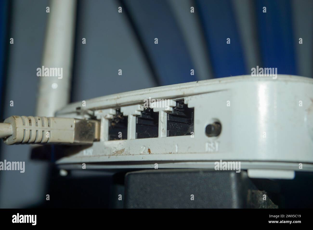 Qualcuno ha bloccato la spina nella presa. qualcuno ha collegato il caricabatterie del telefono a una presa a muro. Foto di alta qualità Foto Stock