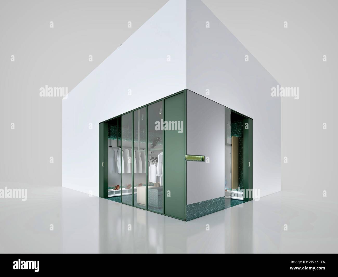 rendering 3d del negozio di abiti in tessuto Foto Stock