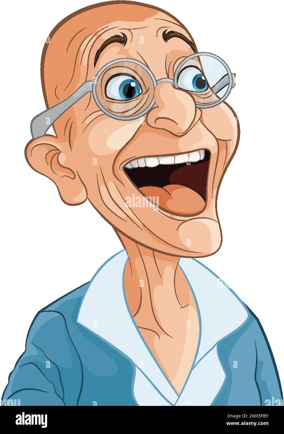 Illustrazione vettoriale di un uomo felice e anziano sorridente. Illustrazione Vettoriale