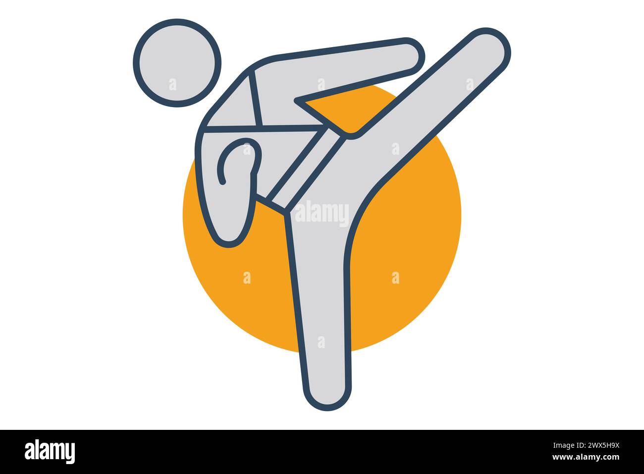 icona karate. icona relativa allo sport, alla palestra. stile icona linea piatta. illustrazione dell'elemento. Illustrazione Vettoriale