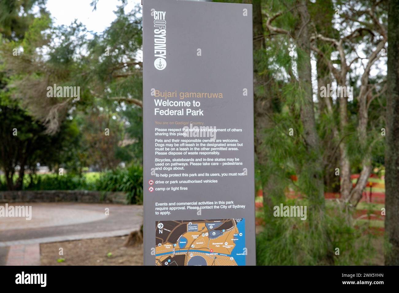 Federal Park, nell'area di glebe Annandale nell'entroterra di Sydney, Federal Park si unisce ai parchi Jubilee e Bicentennial per fornire spazi verdi aperti Foto Stock