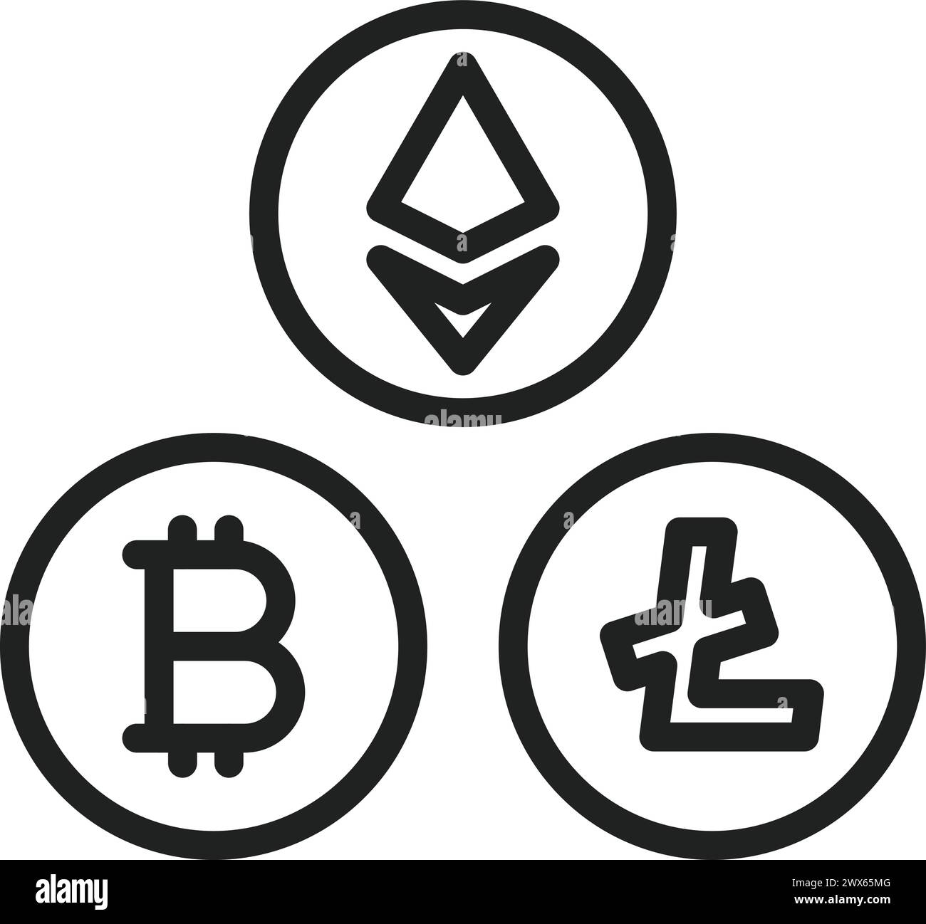 Immagine vettoriale dell'icona delle criptovalute. Adatto per applicazioni mobili applicazioni Web e supporti di stampa. Illustrazione Vettoriale