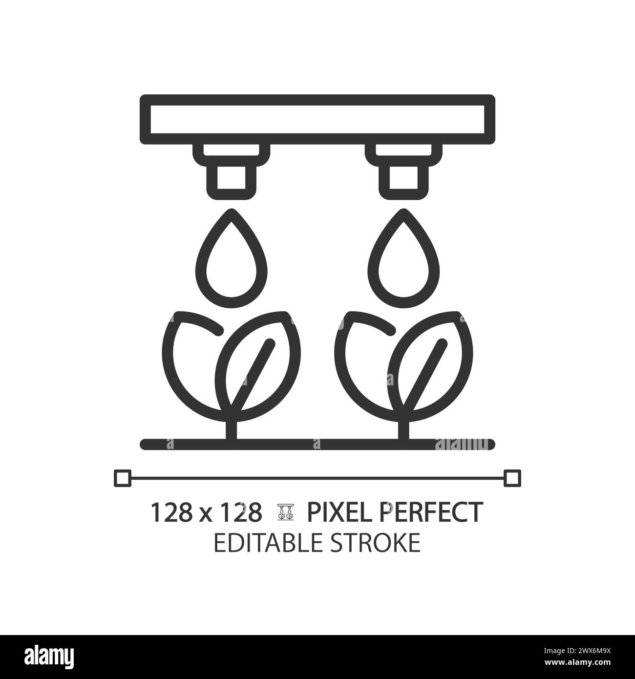 Icona lineare irrigazione a goccia Illustrazione Vettoriale