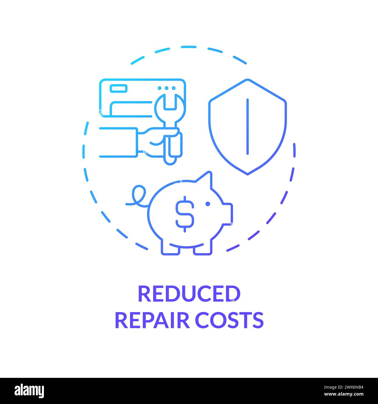 Riduzione dei costi di riparazione icona Blue Gradient Concept Illustrazione Vettoriale