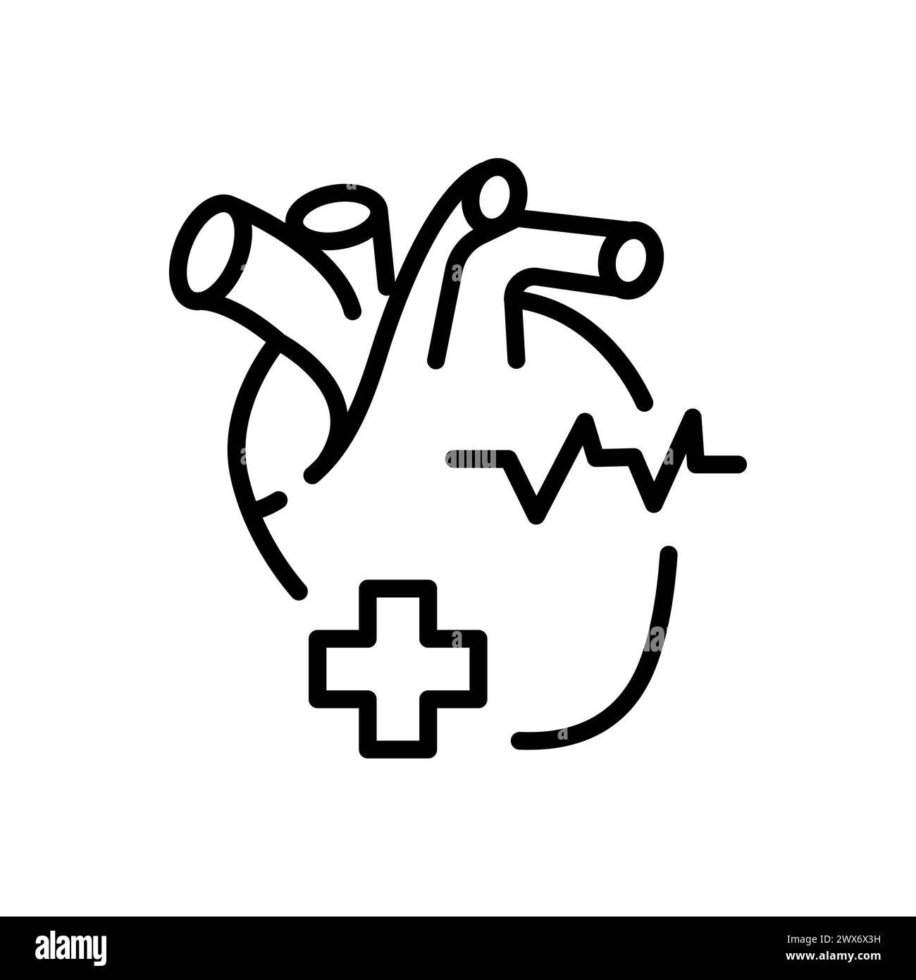 Icona del concetto di assistenza cardiaca. Reparto di cardiologia. Servizio di centro medico astratto idea sottile illustrazione Illustrazione Vettoriale
