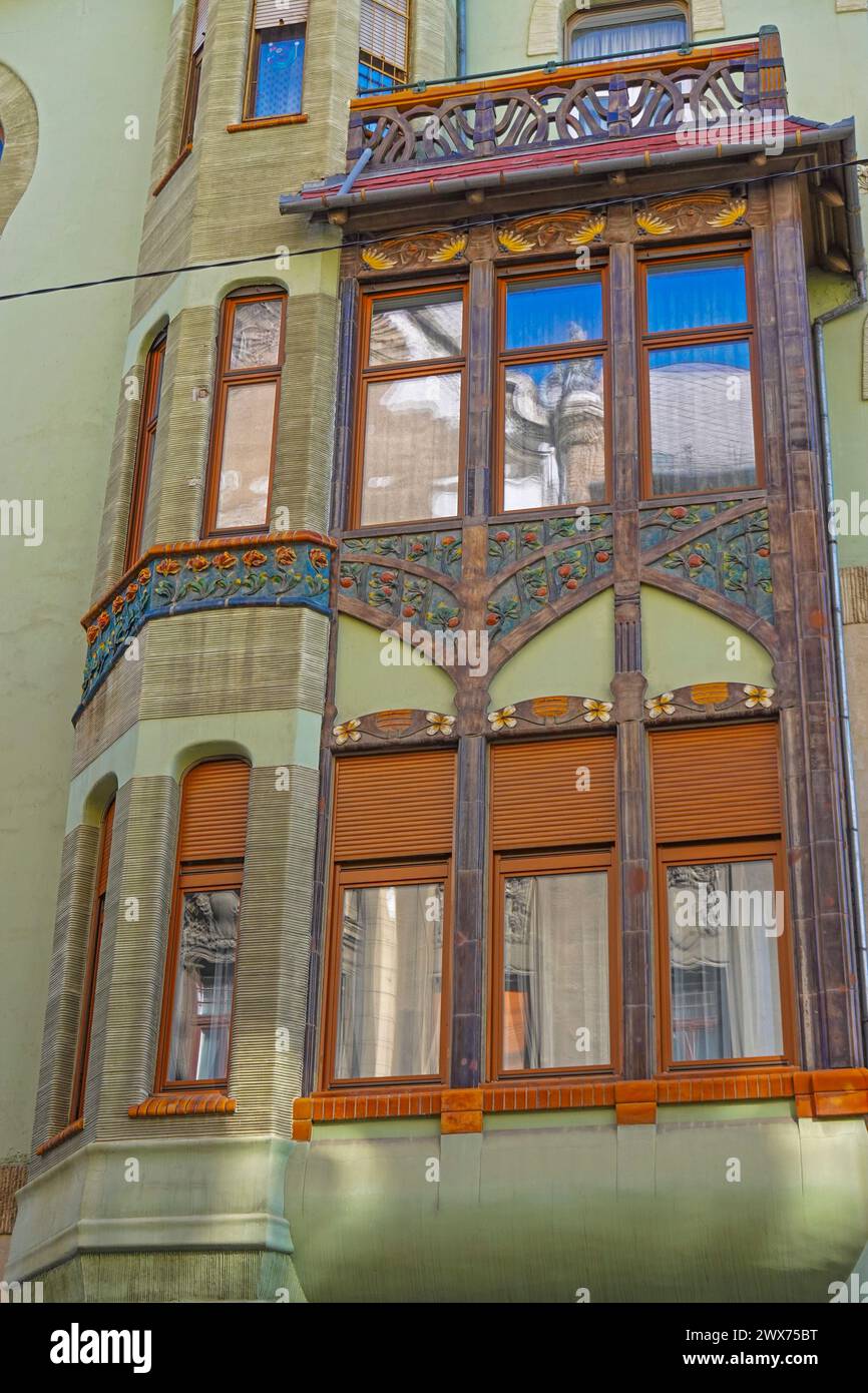 Ungheria, Budapest, Bedo House nel quartiere Lipotvaros di Budapest è un superbo esempio di architettura Art Nouveau ungherese, costruita da Emil Vidor in Foto Stock